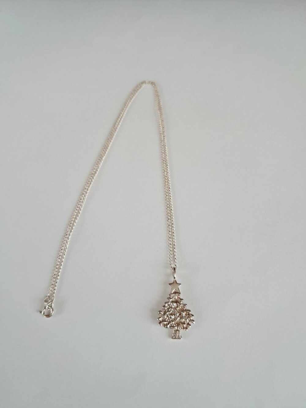 Vintage Sterling Silver Christmas Tree Pendant Chain Necklace